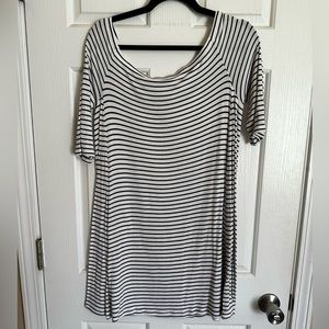 Old Navy Black/White Stripped Off The Shoulder Dress - Womans Sz L